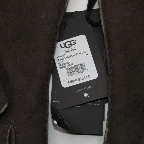 UGG MEN’S SHEEPSKIN SMART GLOVES SIZE MEDIUM BROWN - Picture 3 of 3